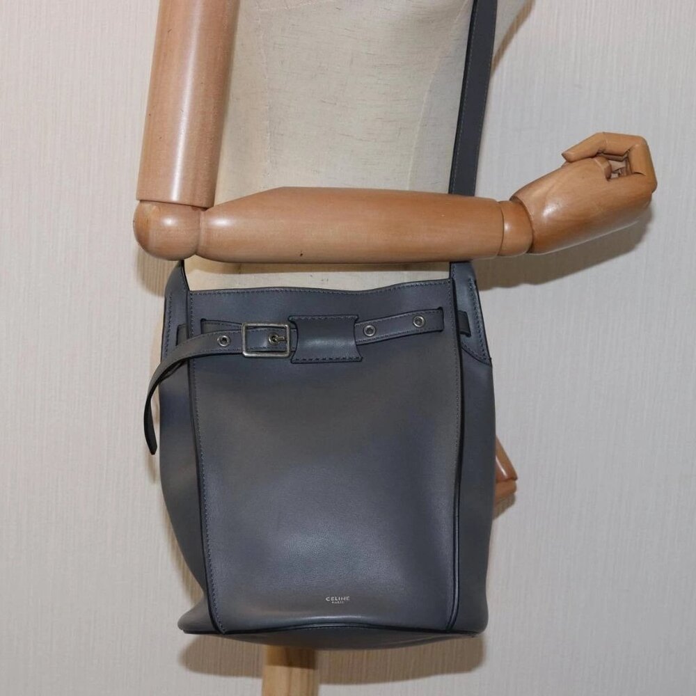 CELINE Big bag Shoulder Bag Leather Gray Auth - Picture 14 of 16